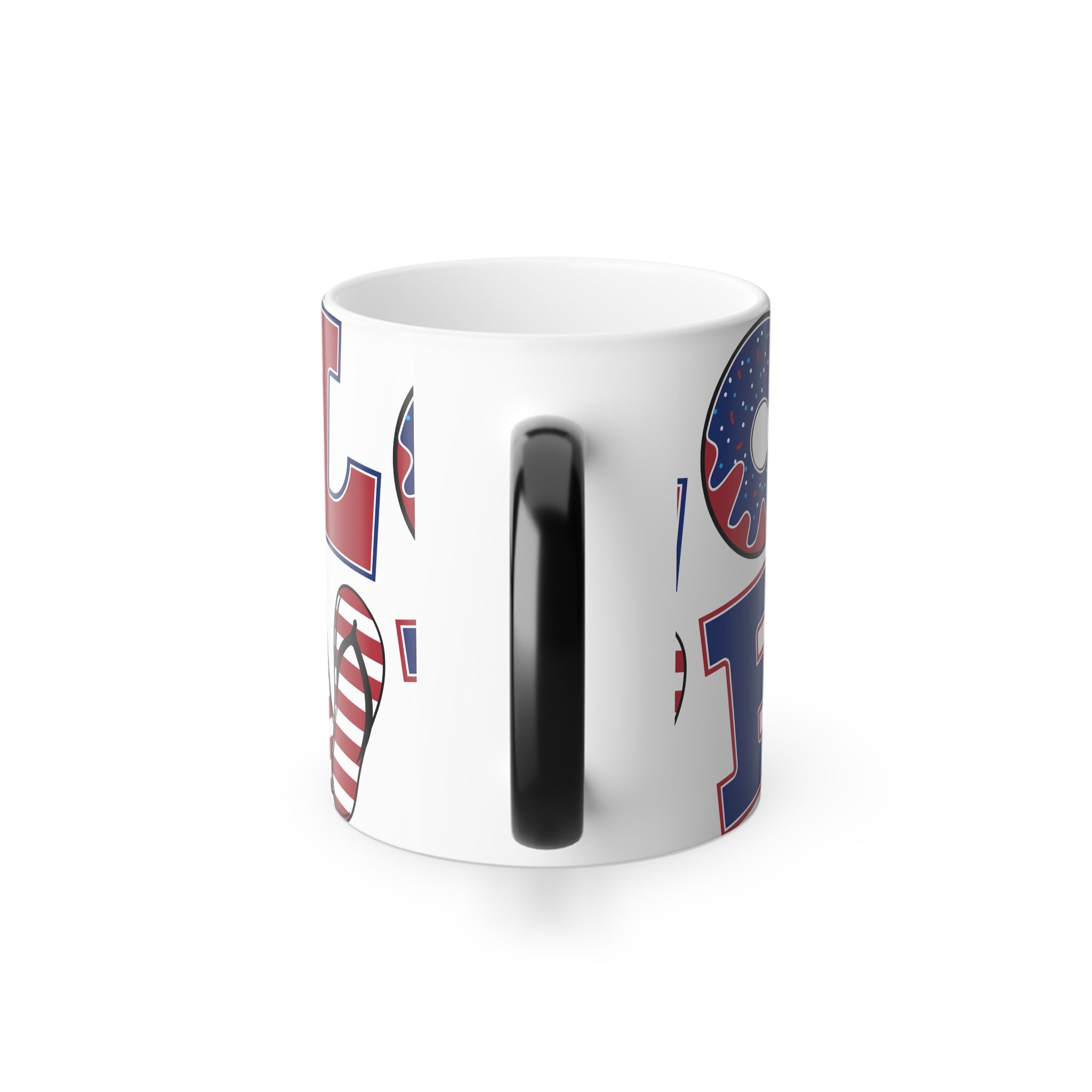 Patriotic LOVE Color-Changing Mug — 11oz Fourth of July Donut & Flip-Flop Design